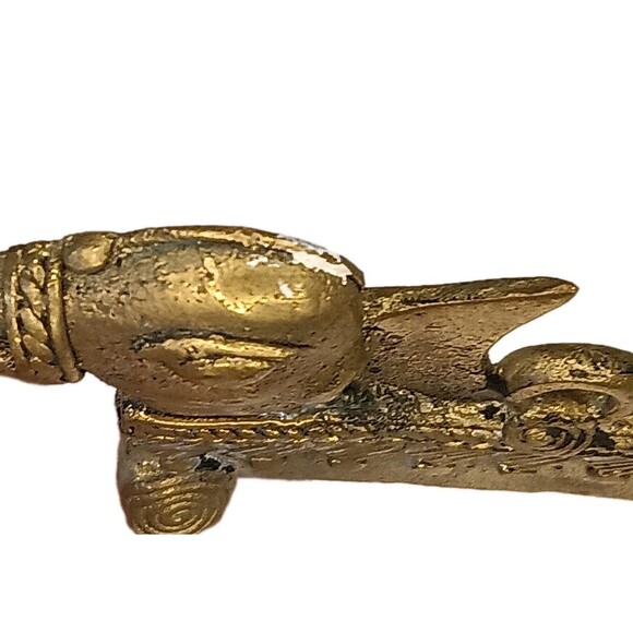 Vintage Brass Elephant Wall Key Hook Holder Dhokra Art Three Hooks  8.5" x 4" - Picture 6 of 13